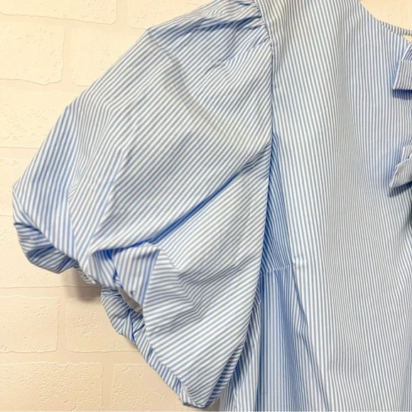 Kate Spade Target White Blue Stripe Puff Sleeve Bows Coastal Preppy Blouse L NWT - Picture 10 of 10